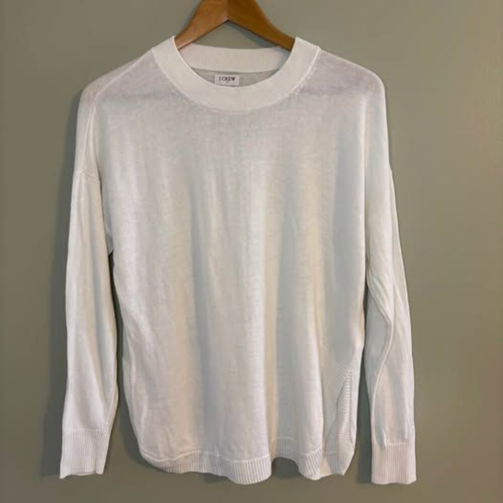 J. Crew Women's Sz Medium Sweater White Preppy Classic Capsule